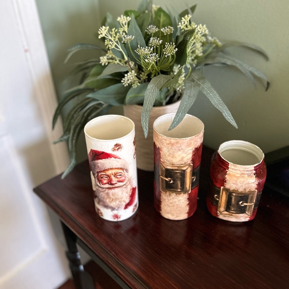 Festive Santa Candle Holders